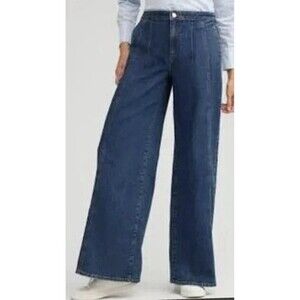 CHICOS Wide Leg High Waist Palazzo Jeans Pleated 10 R